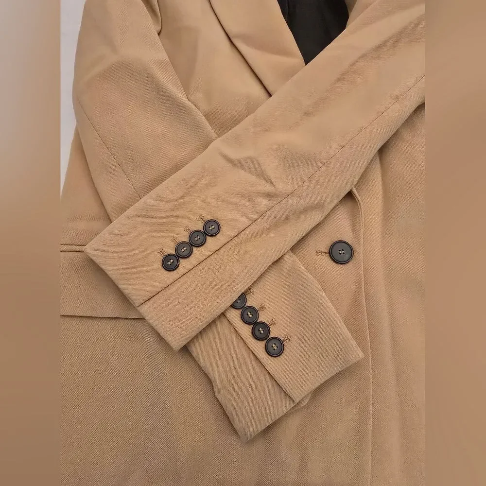 Zara Oversized Single-button Blazer In Tan Size Small - Picture 5 of 14